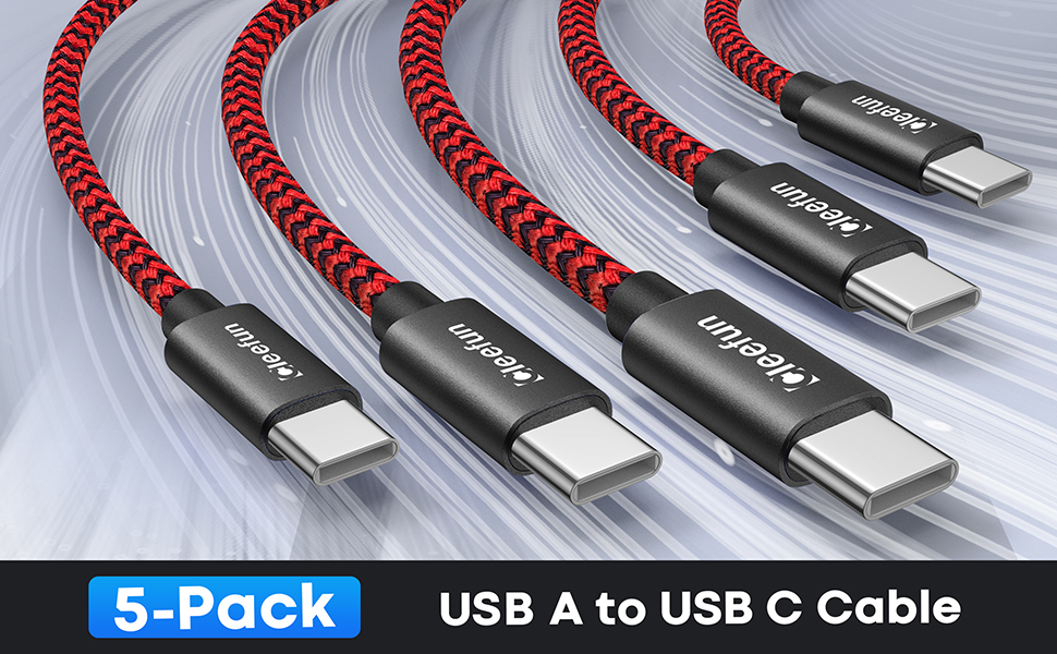CLEEFUN [1ft, 5Pack] Short USB C Cable 3.8A Fast Charging