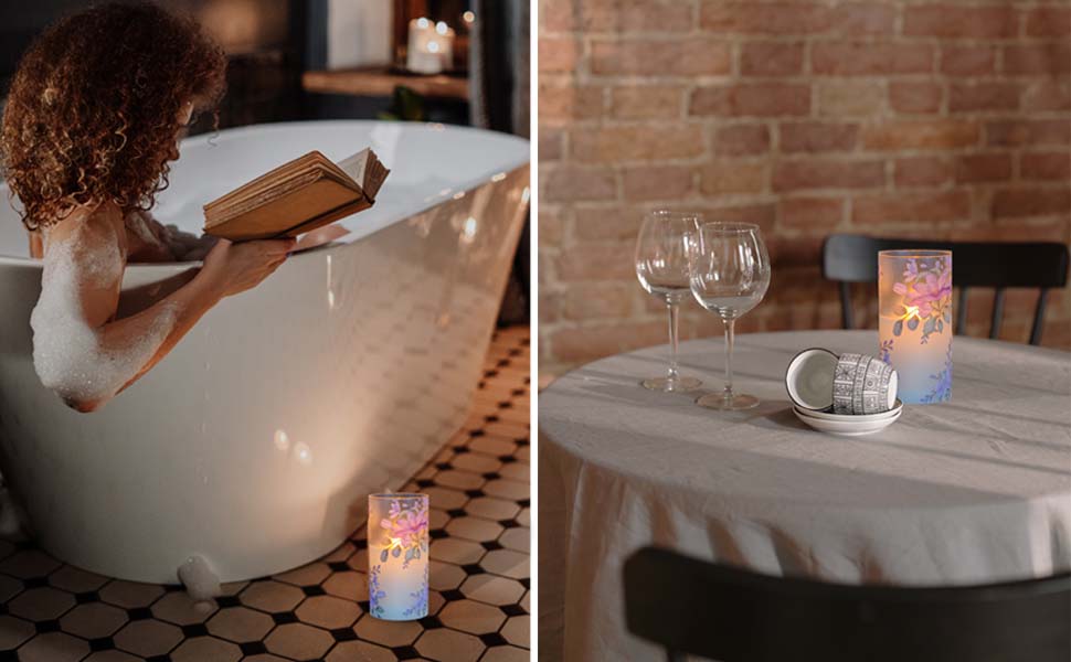 Mavandes Flameless Flickering Glass Candles with Remote and