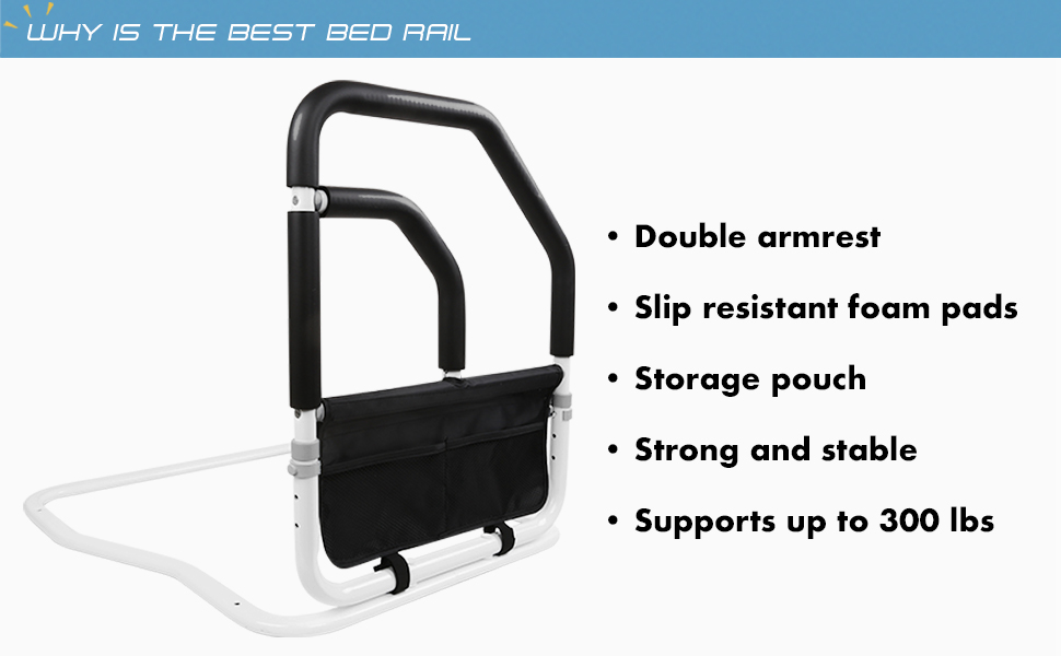 IdeaEuropa Adjustable Bed Assist Rail with Double Safety