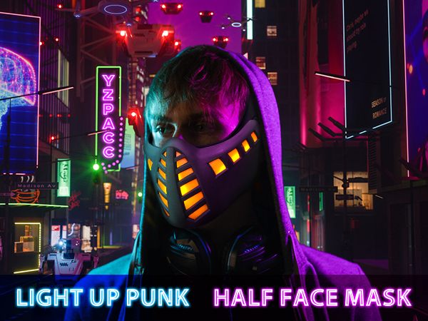 Amazon.com: Yzpacc Punk Mask LED Half Face Halloween Light