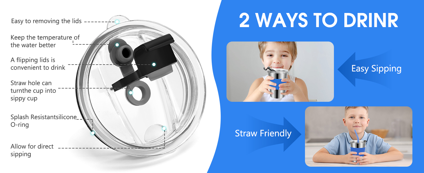 Vermida Kids Cups with Straws and Lids,2 Pack 12oz Spill