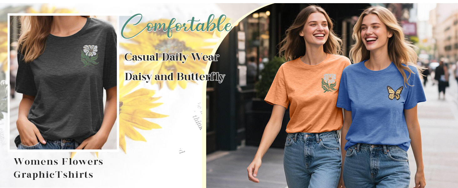 Anbech Daisy Graphic Tees for Women