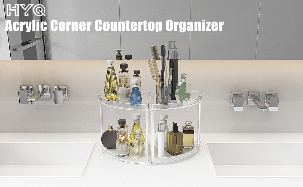 HYQ Bathroom Countertop Organizer, Clear Bathroom Counter