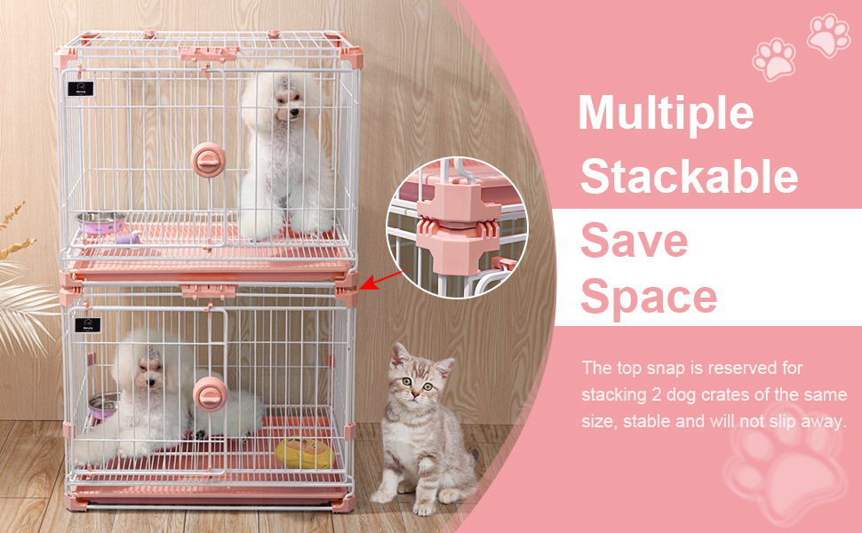 VARLNALY 24 Inches Cat Dog Crate, Multiple Stackable Small