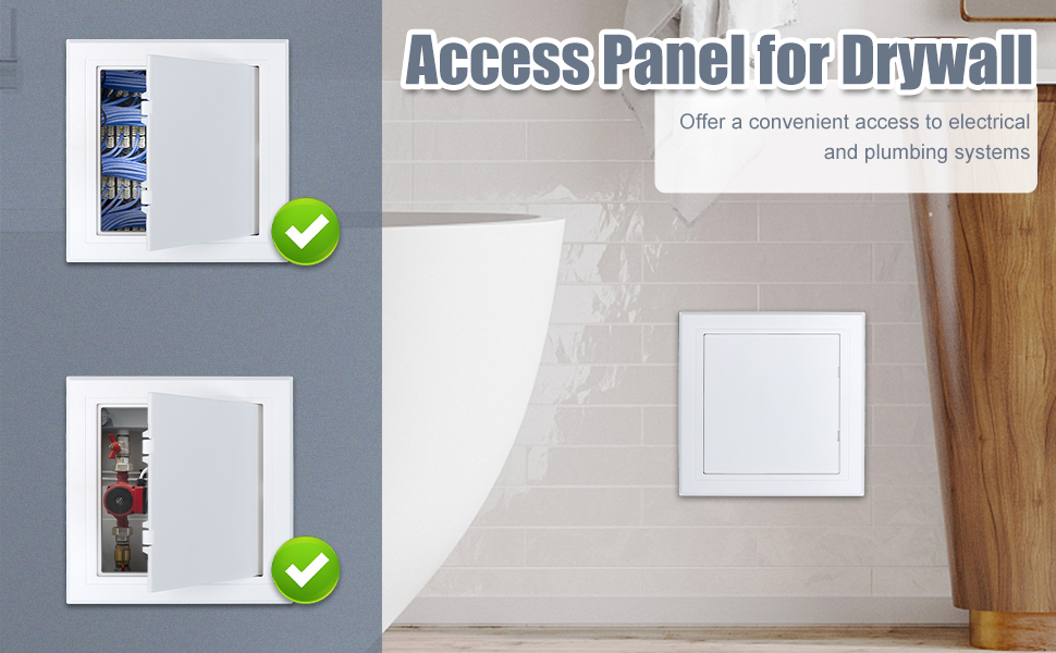 Flamorrow White Plastic Access Panel for Drywall, 12 x 12 inch Plumbing