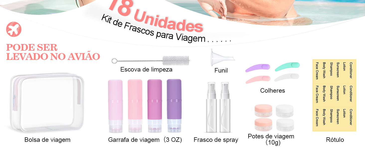 recipientes de cuidados com a pele de viagem
