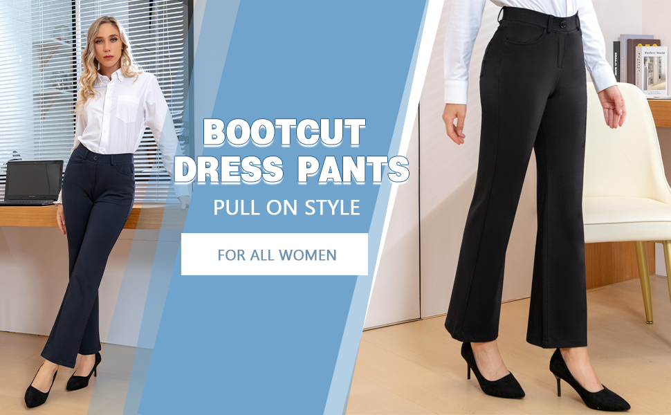 Houmous SXXL 29''31''33''35'' Inseam Women's Bootcut Dress Pants w