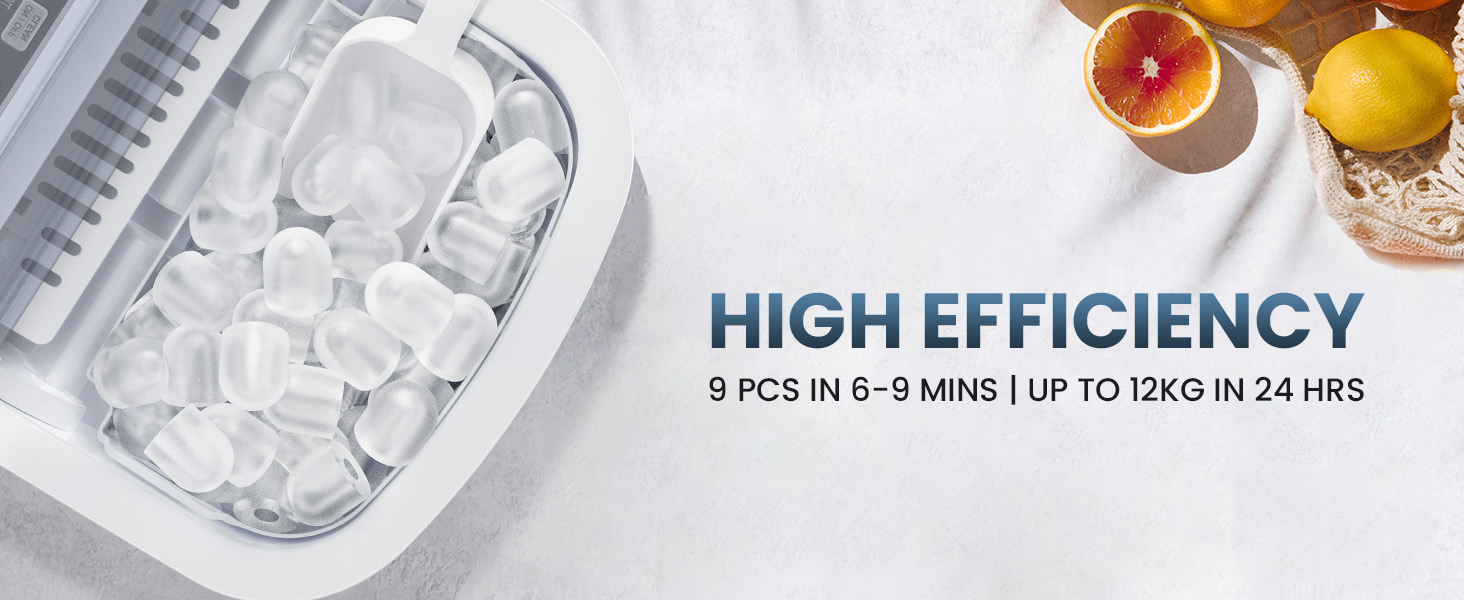 Kilig, H01B, Ice Maker, Easy to use, Features, 9 cubes in 6-9 mins, 12 Kgs in 24 Hours