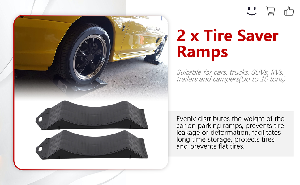 Tire Saver Ramps, 2PCS Leak Proof Slip Resistant Uniform