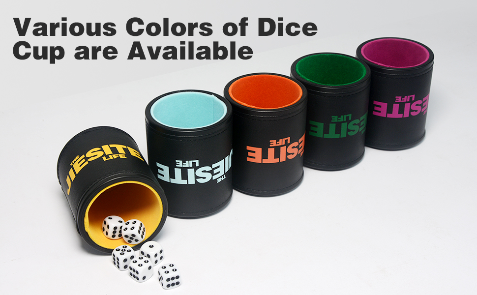 Leather Dice Cup Felt Lined Quiet Dice Cup Set with 6