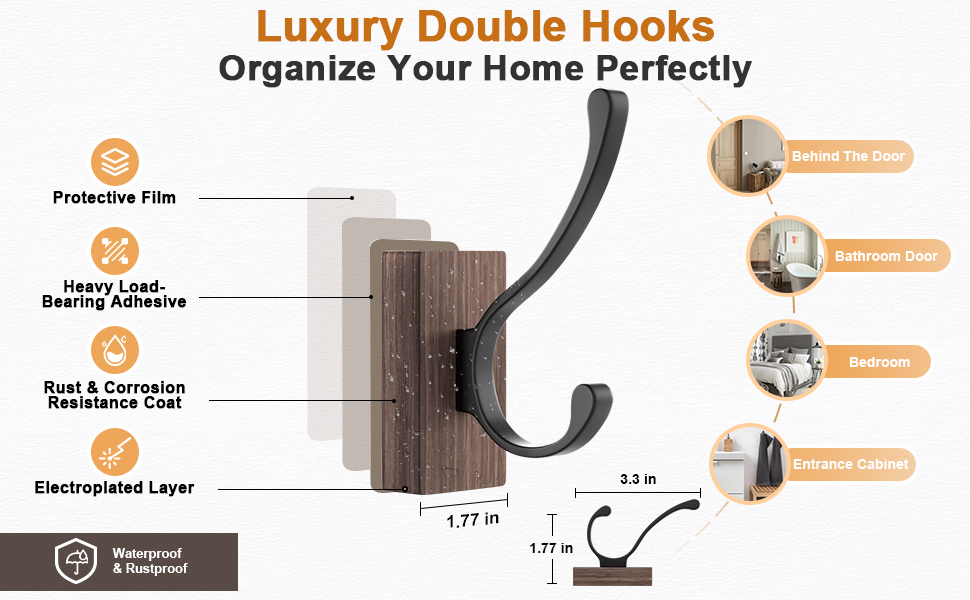 COLGEIFY 4 Packs Command Hooks Heavy Duty, Command Coat Hooks for Wall