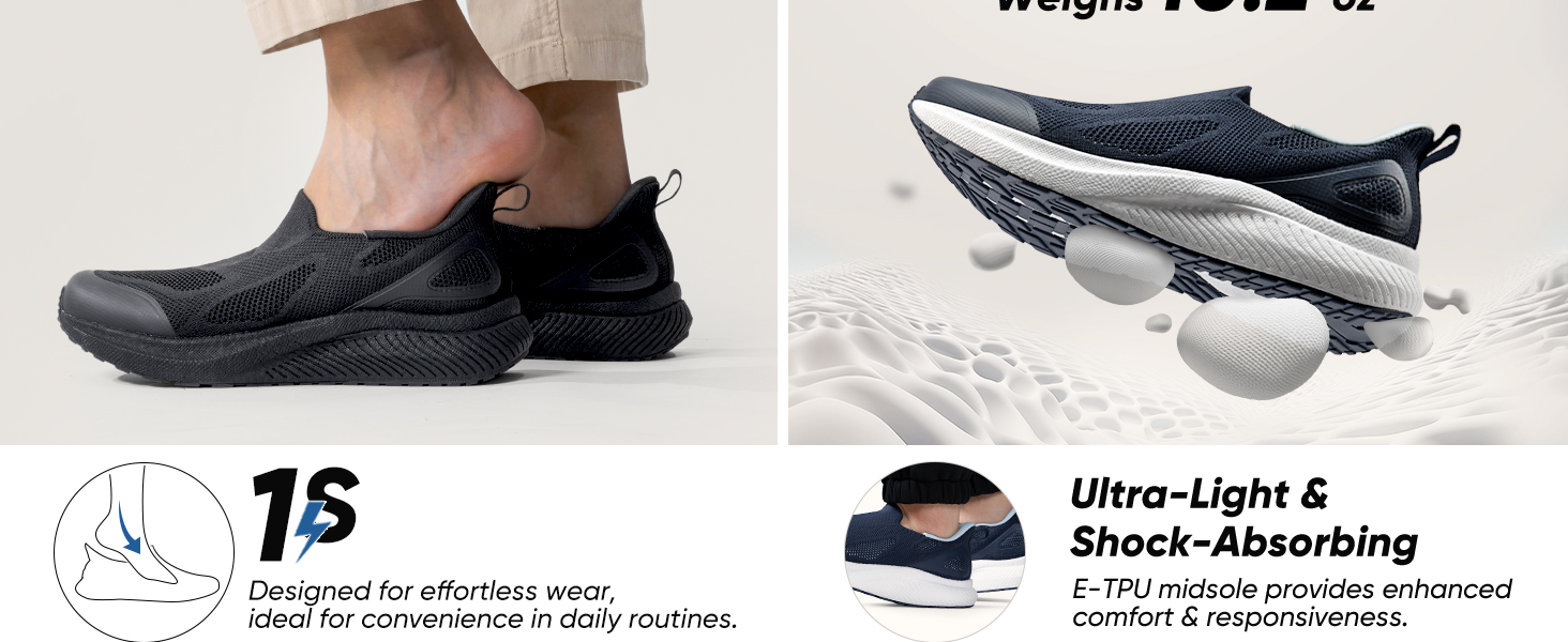 men slip on hands-free slip-ins walking tennis running shoe sneakers non slip resistant athletic