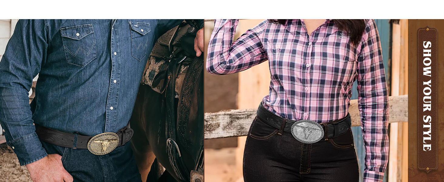 Western Belt Buckles for Men Women Cowboy Rodeo Cowgirl Western Party Mens Novelty Belt Buckle Gifts