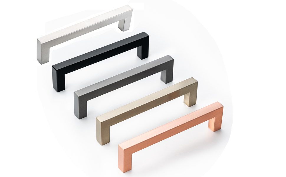 Aibeli 10 Pack 5 Inch (Center to Center 5in) Brushed Square Pulls Drawer Handles