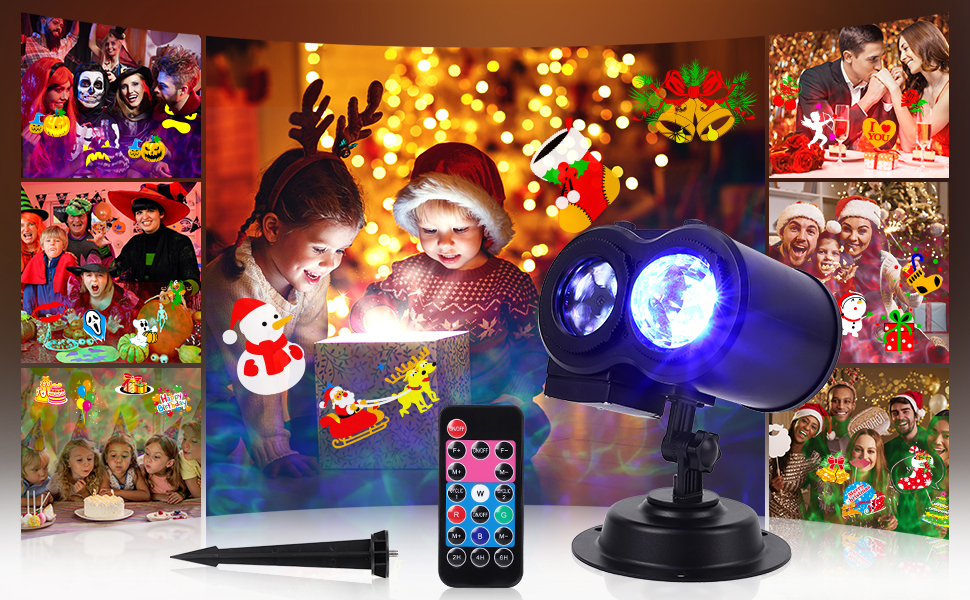 Halloween Projector Lights,LITAKE 24 Foil Christmas Projector Light Waterproof Outdoor 10