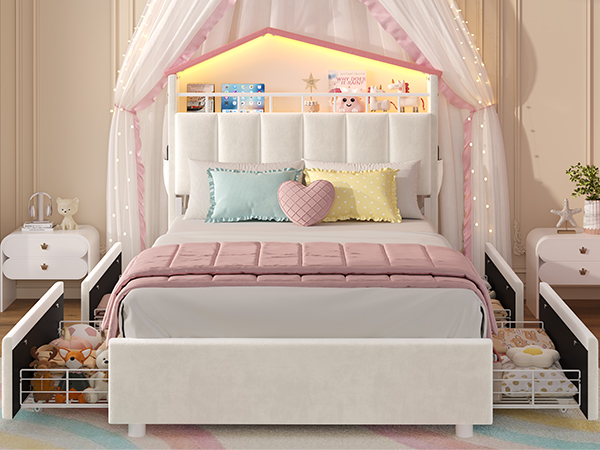 Amazon.com: ADORNEVE Twin Size Bed Frame with LED Lights & 4