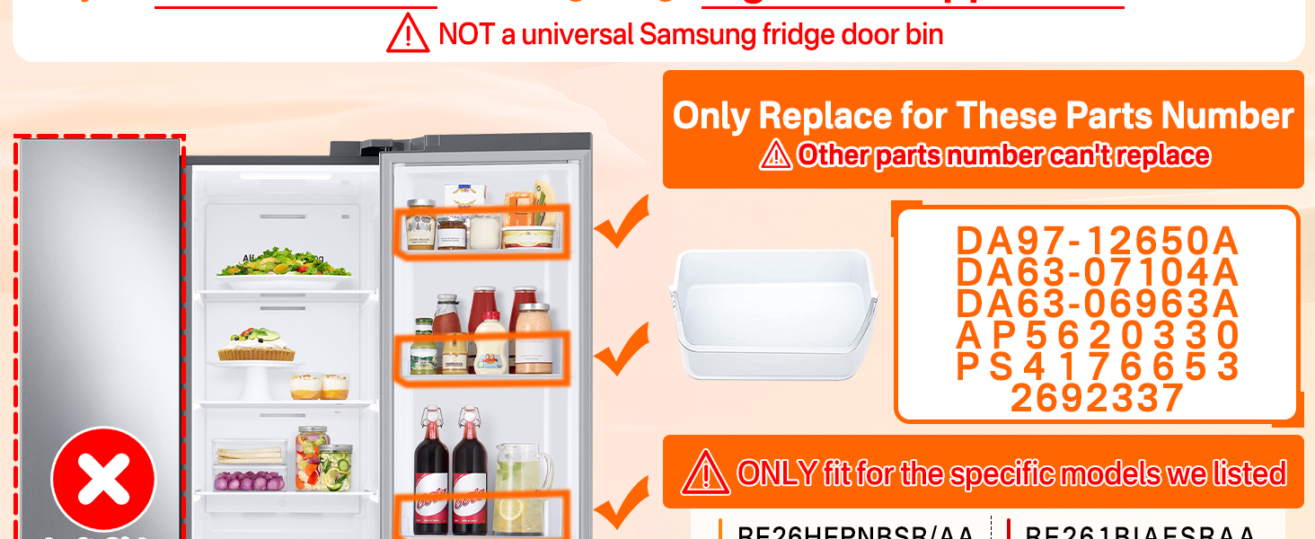 DA97-12650A Door Shelf Bin Basket for Samsung