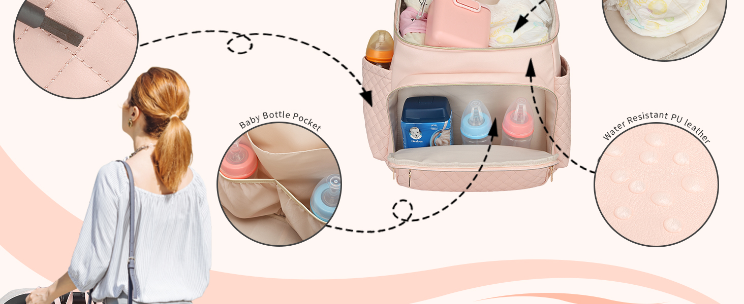 pink diaper bag backpack