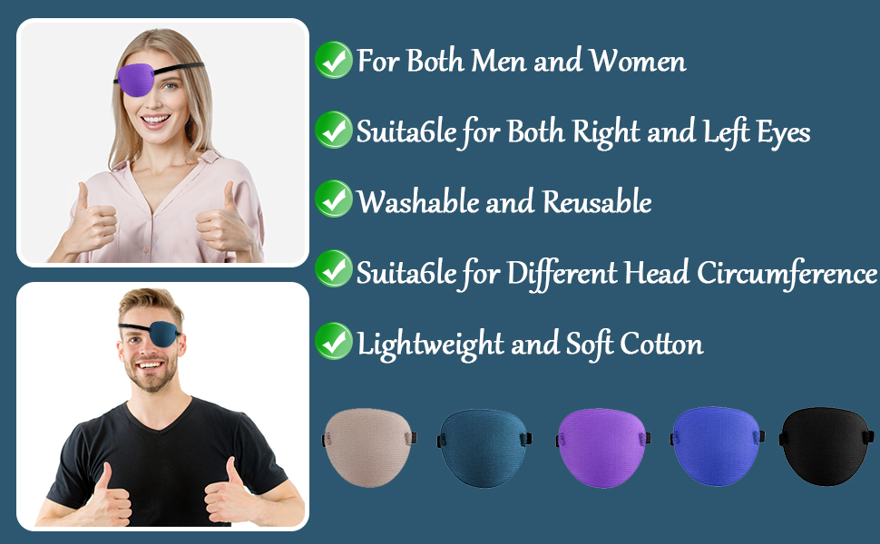 Abnaok 5PCS Eye Patch, Super Soft Eye Patches, Adjustable