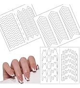 Keepzi 36 Sheets Easy French Tip Nail Guides V-Shaped Art Stickers, Line French Tip Manicure Pedi...