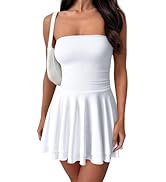 OQQ Women's Mini Dress Summer Cocktail Tube Ruched Waist Ruffle Corset Party A-line Dresses