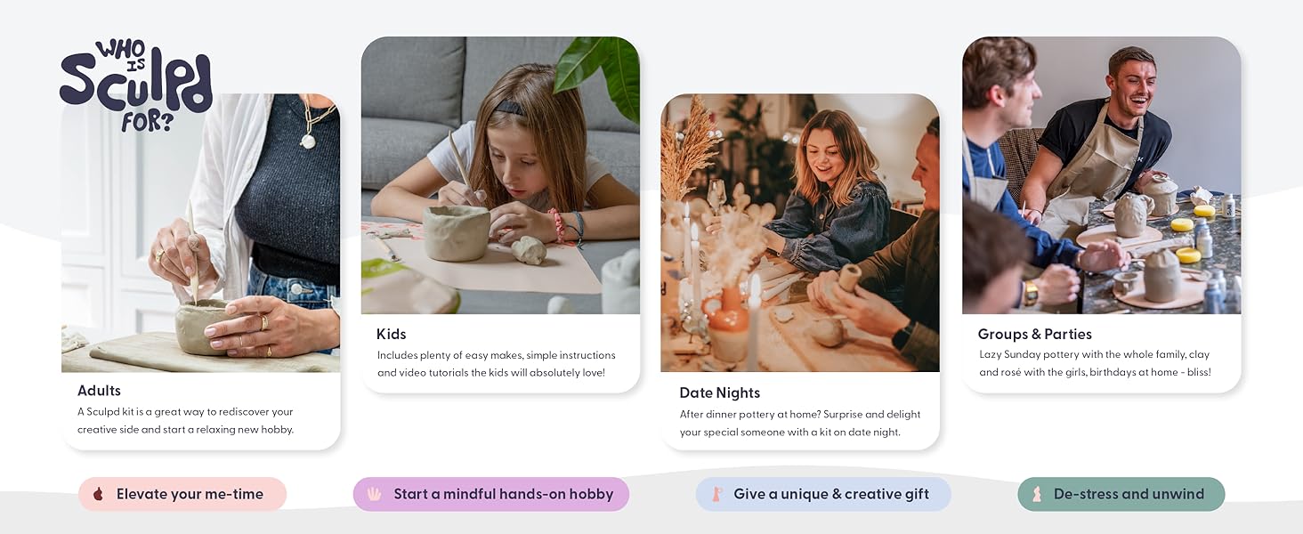 Pottery kit for adults date nights groups parties and kids