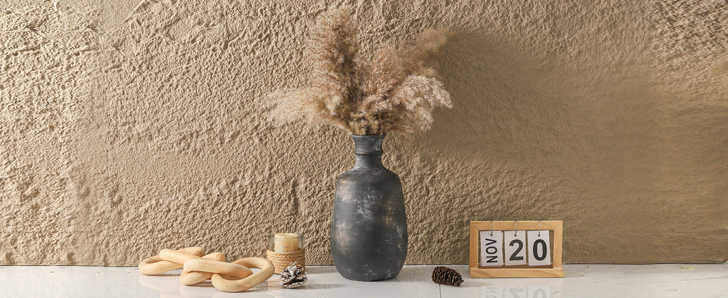 Ceramic Rustic Vase, 12.6" Vases Home Decor Whitewashed