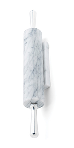 Fox Run White Marble Pastry Board Rolling Pin Stand Black Green