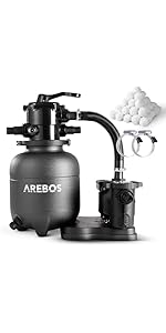 Arebos Sandfilteranlage mit Pumpe inkl. 600g Filterbälle | 350W | 9500 L/h | Schwarz | für Poolbereinigung | mit Druckma 0799137a 37c4 4f40 B06f 729f780b11b7. AC SR150,300