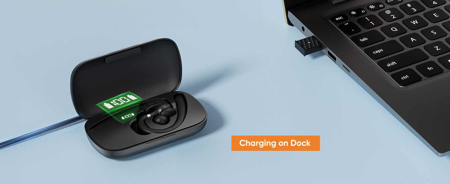 G5 Bluetooth Headset with Noise-Cancelling Mic Wireless Earpiece with USB Dongle