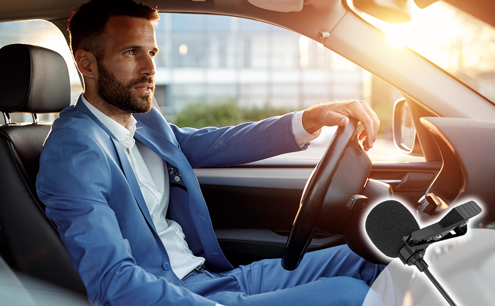 Car Microphone 3.5mm Jack Assembly Wearable Car Mic Compatible with Universal Car