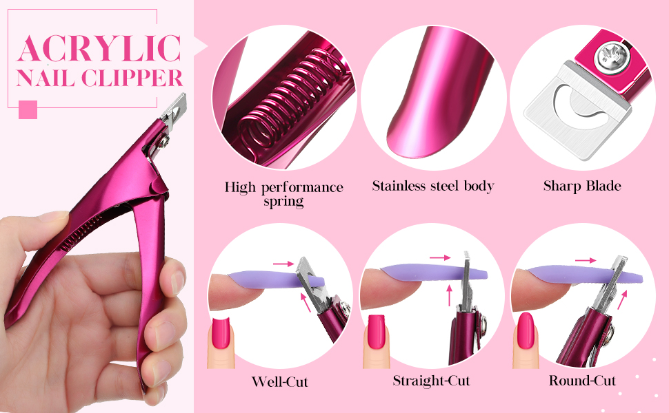 Acrylic Nail Clipper Nail Tip Trimmer with Cuticle Pusher