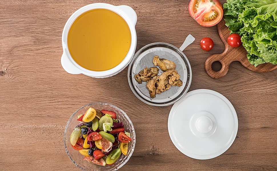 Ceramic Bacon Grease Container with Strainer,Grease Can