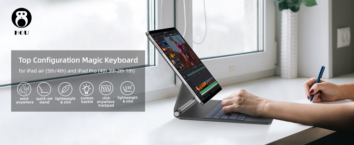 HOU Slim Keyboard Case for iPad Pro 11 Inch (4th/3rd/2nd