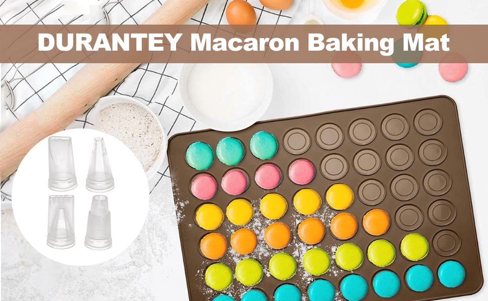 DURANTEY Macaron Baking Mat Silicone Macaroon Molds 48 Holes Capacity