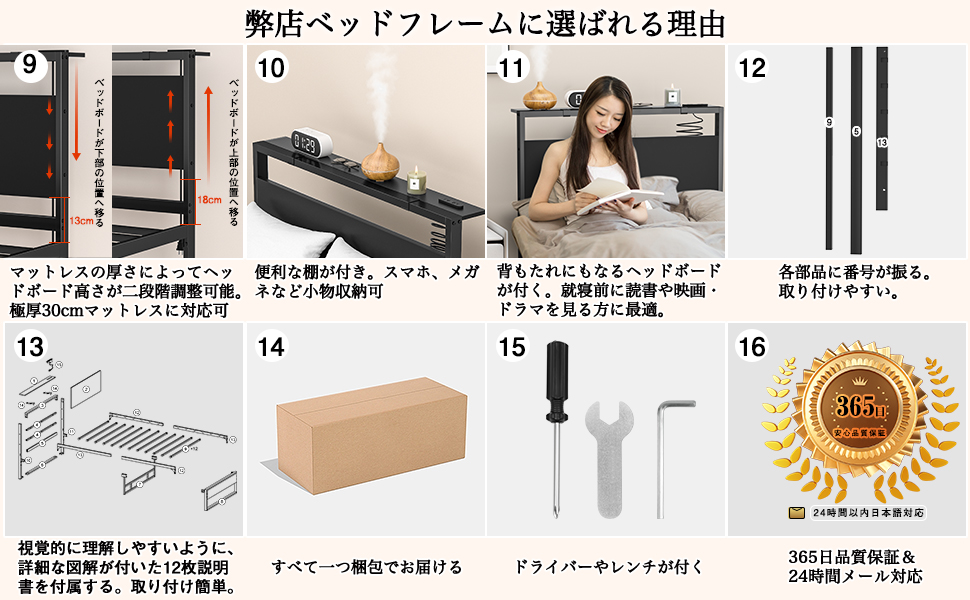 Amazon｜[2025改良型&軋み音ない] ベッドフレーム ベッド