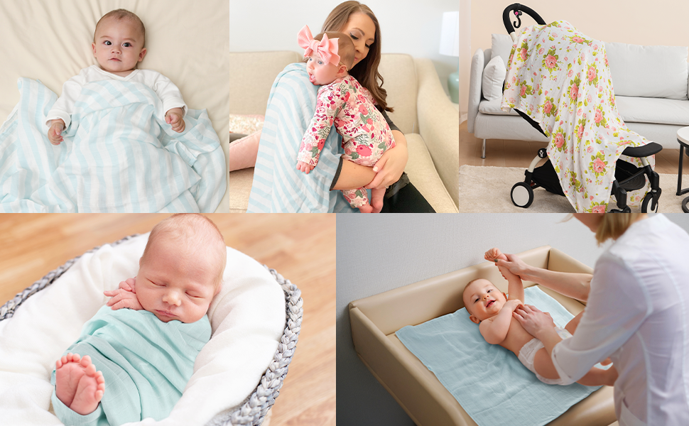 Momcozy Muslin Swaddle Blankets, 4 Pack Large 47'' X 47