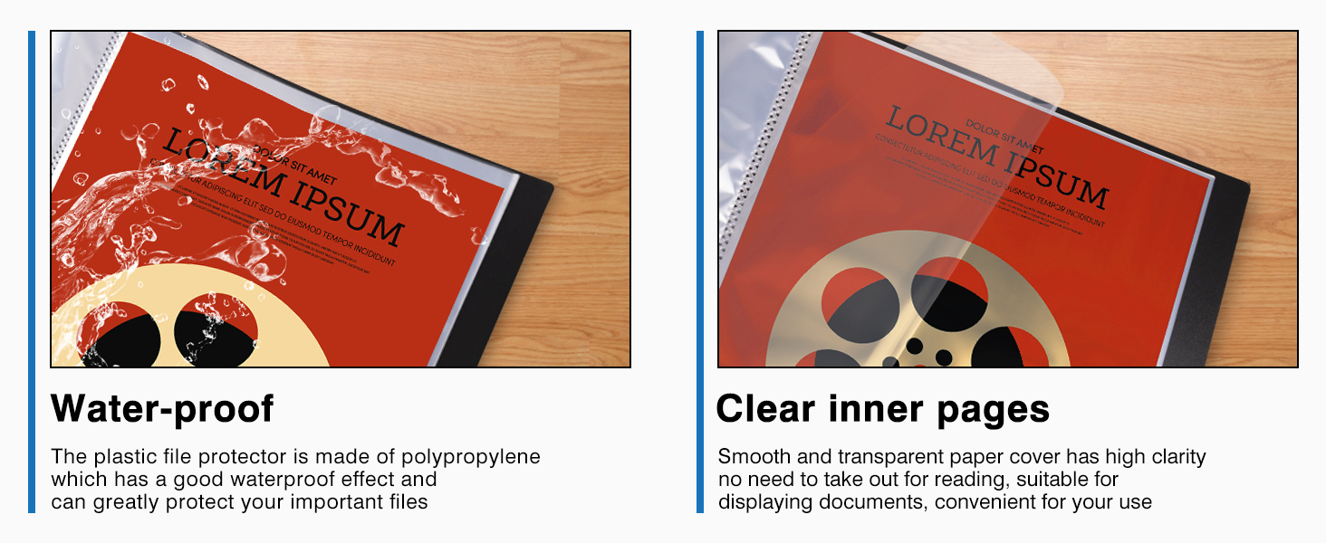 Waterproof material Clear inner page