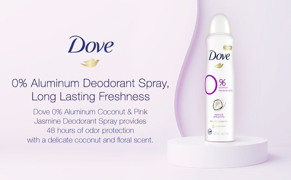 Dove 0 percent Aluminum Deodorant Spray For 48 Hour Protection Coconut and Pink