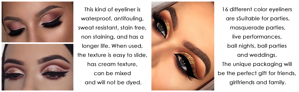 16 Color Glitter Eyeliner Liquid Set
