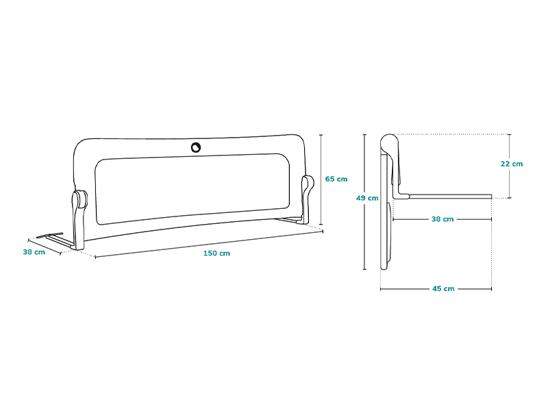 lionelo HANNA Bed Rail Guard 150L x 66H cm Extra-Tall