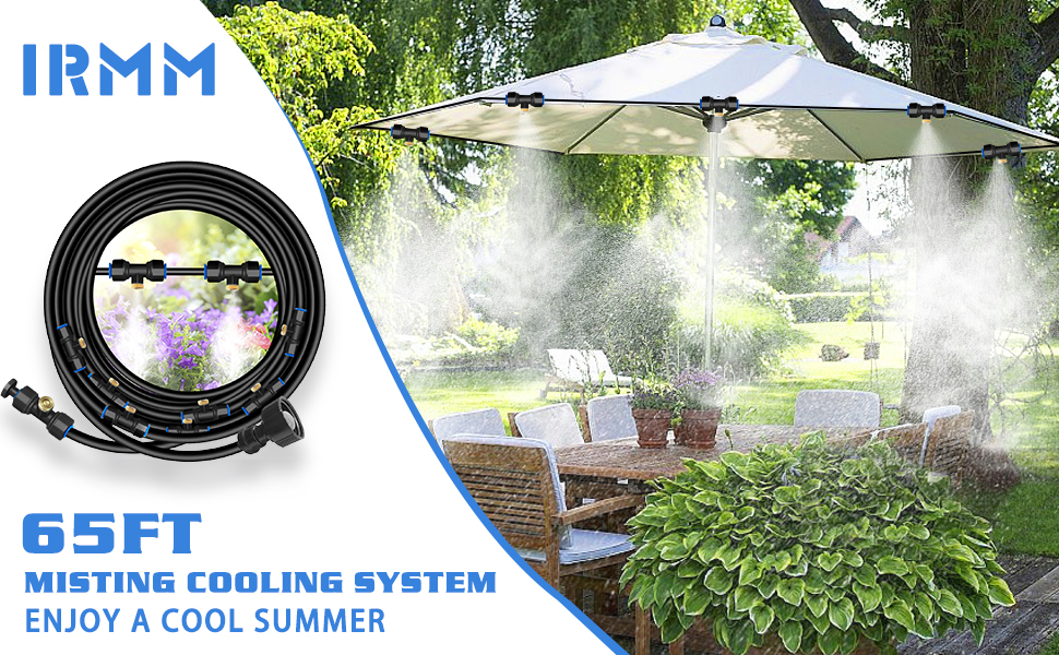 IRmm Misting Cooling System, 65FT/20M Misting Line + 20 Brass Mist