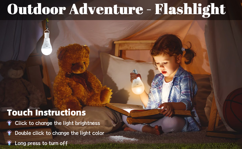 USB Rechargeable Light Bulb, 2600mAh Battery Light Bulb, 7W LED Bulb