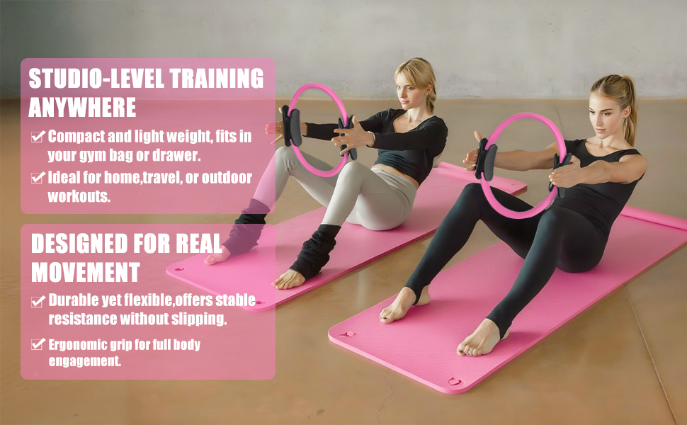 From casa to gym, this pink fitness set supports reformer moves and sculpt routines.