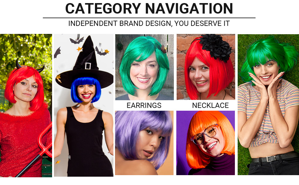 YOUNIGA Blue Bob Wig With Bangs 12 Inch Royal Blue Wig