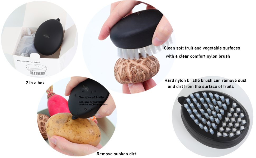 vegetable scrubber brush hard bristles soft bristle combo