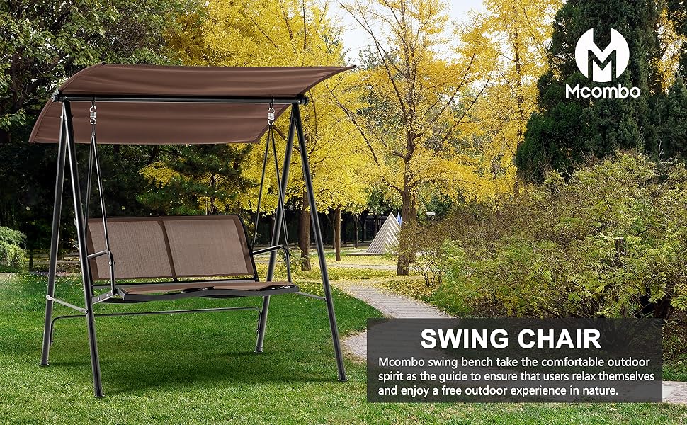 2Person Patio Swing Chair with Adjustable Canopy