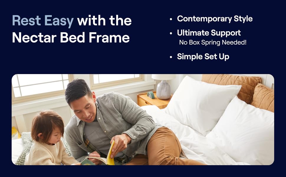 Nectar Bed Frame Full Grey 8 Inch Legs Sturdy