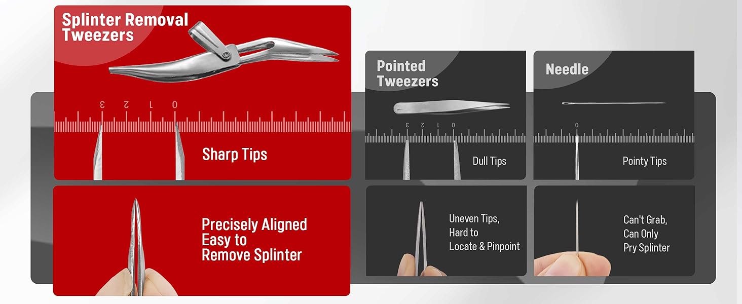 splinter out, tweezers first aid, splinter tweezers, pointed tweezers, fine tweezers, durox