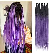 Leeven 20 Strands Synthetic Dreadlock Extensions 24 Inch Thin Single Ended Dreads Black to Purple...
